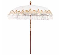 vidaXL Parasol balinais Crème 215 x 215 x 260 cm, Jardin et terrasse, rond, balinais, parasol durable, Ombre extérieure, solution d'ombre, été zen