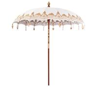 vidaXL Parasol balinais Crème 215 x 215 x 260 cm, Parasol rond balinais, toile en coton, abri extérieur, ombre tropicale pour votre terrasse