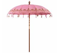 vidaXL Parasol balinais Rose, Finition en Coton laqué, 210-220 cm, Poteau en Bois Solide de 3,8 cm, résistant à l'eau, Design Pliant, Parfait pour l'extérieur, Facile à Manipuler, Texture Douce, ombr