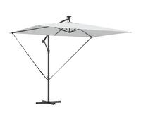 vidaXL Parasol Banane Cantilever en Acier revêtu de Poudre Sable 294 x 200 x 254 cm, Inclinaison réglable & manivelle Solaire avec LEDs, résistant au Vent pour l'extérieur, Parfait pour Le Balcon, Le