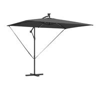 vidaXL Parasol bananier déporté en Anthracite, en Acier avec revêtement en Poudre, Dimensions 294 x 200 x 254 cm, résistant au Vent, alimenté par Solaire, avec des LEDs réglables, Parfait pour l'ombr