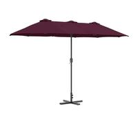 vidaXL Parasol Bordeaux avec Cadre en Acier, Tissu en Polyester, manivelle, Base croisée 80 x 80 cm, Dimensions 373 x 200 x 242 cm. Design Ajustable et résistant au Vent, Parfait pour Ton Balcon, jar
