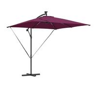 vidaXL Parasol Cantilever Bordeaux, en Acier avec revêtement en Poudre, Dimensions 249 x 249 x 250 cm, avec éclairage LED Solaire, Inclinaison réglable, Cadre Anthracite, Tissu en Polyester, manivell