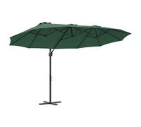 vidaXL Parasol Cantilever en Acier Vert, Peinture en Poudre, Double Toit, système de Verrouillage Automatique, 372 x 198 x 253 cm, résistant aux UV et à l'eau, Style Moderne, Protection Solaire pour