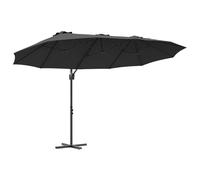 vidaXL Parasol Cantilever Noir, résistant aux UV et à l’Eau en Polyester, Cadre en Acier recouvert de Poudre, Dimensions 372 x 198 x 243 cm, Inclinaison manivelle, Base croisée. C’est Une Solution mo