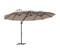 vidaXL Parasol Cantilever Taupe en Acier, 372 x 198 x 253 cm, résistant aux UV et à l'eau, avec manivelle inclinable, Base croisée, Cadre Anthracite, Tissu en Polyester pour l'extérieur, Protection s