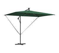 vidaXL Parasol Cantilever Vert en Acier avec revêtement en Poudre, 294 x 200 x 254 cm, éclairage LED, inclinable, résistant au Vent, Protection UV, avec manivelle, Parfait pour Le Jardin ou la Terras