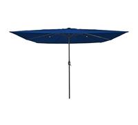 vidaXL Parasol carré pour Le Jardin avec lumières LED 295x245 cm Bleu Azur