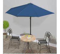 vidaXL Parasol de balcon avec mât en aluminium Bleu 300x150x253cm Demi Bleu