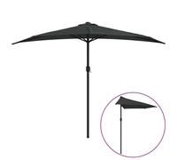 Vidaxl Parasol De Balcon Avec Mât En Aluminium Noir 300x150x253cm Demi Noir
