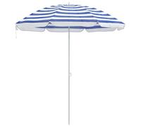 Parasol de plage avec mât en aluminium bleu et blanc 240 cm