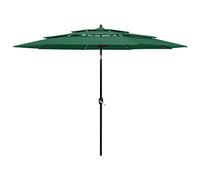 vidaXL Parasol de Jardin à 3 niveaux avec Mât en Aluminium, Pare-soleil de Patio, Abri de Soleil, Parasol de Plage Terrasse, Vert 3 m