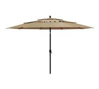 vidaXL Parasol de Jardin à 3 niveaux avec Mât en Aluminium, Pare-soleil de Patio, Abri de Soleil, Parasol de Plage Terrasse, 313879 Gris G