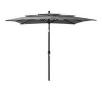 vidaXL Parasol de Jardin à 3 niveaux avec Mât en Aluminium, Pare-soleil de Patio, Abri de Soleil, Parasol de Plage Terrasse, 313838 Gris G