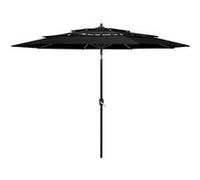 vidaXL Parasol de Jardin à 3 niveaux avec Mât en Aluminium, Pare-soleil de Patio, Abri de Soleil, Parasol de Plage Terrasse, 313874 Noir G