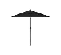Vidaxl Parasol À 3 Niveaux Avec Mât En Aluminium Noir 2,5 M Noir
