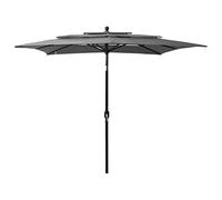 vidaXL Parasol de Jardin à 3 niveaux avec Mât en Aluminium, Pare-soleil de Patio, Abri de Soleil, Parasol de Plage Terrasse, Anthracite 2x2 m