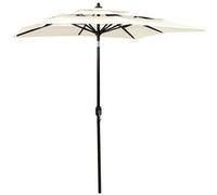 vidaXL Parasol à 3 niveaux avec mât en aluminium Sable 2x2 m