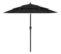 vidaXL Parasol de Jardin à 3 niveaux avec Mât en Aluminium, Pare-soleil de Patio, Abri de Soleil, Parasol de Plage Terrasse, 313866 Noir G
