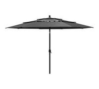 vidaXL Parasol de Jardin à 3 niveaux avec Mât en Aluminium, Pare-soleil de Patio, Abri de Soleil, Parasol de Plage Terrasse, 313878 Gris G