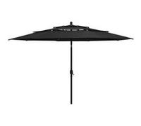 Vidaxl Parasol À 3 Niveaux Avec Mât En Aluminium Noir 3,5 M Noir