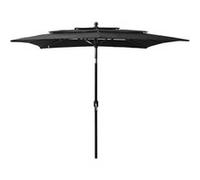 vidaXL Parasol 3-laags met aluminium paal 2,5x2,5 m zwart313842 Noir G