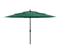 vidaXL Parasol de Jardin à 3 Niveaux avec Mât en Aluminium, Pare-Soleil de Patio, Abri de Soleil, Parasol de Plage Terrasse, Vert 3,5 m