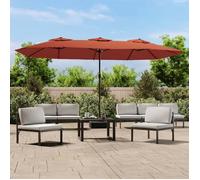 vidaXL Parasol de Jardin à Double Tête avec LED, Pare-soleil de Patio, Abri de Soleil, Parasol de Plage Terrasse Extérieur, 362958