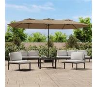 vidaXL Parasol de Jardin à Double Tête avec LED, Pare-soleil de Patio, Abri de Soleil, Parasol de Plage Terrasse Extérieur, 362956 Beige G