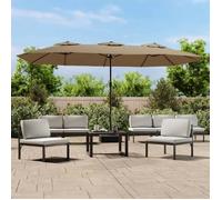 vidaXL Parasol de Jardin à Double Tête avec LED, Pare-soleil de Patio, Abri de Soleil, Parasol de Plage Terrasse Extérieur, 362956 Beige G