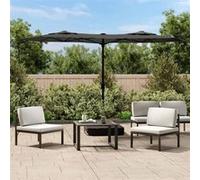 vidaXL Parasol de Jardin à Double Tête avec LED, Pare-soleil de Patio, Abri de Soleil, Parasol de Plage Terrasse Extérieur, 362971 Gris G