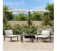 Vidaxl Parasol De Jardin À Double Tête Avec Led Blanc Sable 316x145 Cm