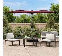 vidaXL Parasol de Jardin à Double Tête avec LED, Pare-soleil de Patio, Abri de Soleil, Parasol de Plage Terrasse Extérieur, 362973 Rouge G