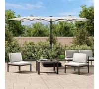 vidaXL Parasol de Jardin à Double Tête avec LED, Pare-soleil de Patio, Abri de Soleil, Parasol de Plage Terrasse Extérieur, 362969 Blanc G