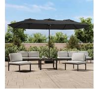Parasol à double tête avec LED anthracite 449x245 cm, parasol de jardin, parasol d'extérieur, parasol de patio, parapluie