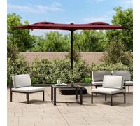 Vidaxl Parasol De Jardin À Double Tête Avec Led Rouge Bordeaux