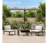 Vidaxl Parasol De Jardin À Double Tête Avec Led Taupe 316x145 Cm