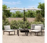 vidaXL Parasol de Jardin à Double Tête, Pare-Soleil de Patio, Abri de Soleil, Parasol de Plage Terrasse Extérieur, Blanc Sable 316x145 cm