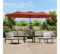vidaXL Parasol de Jardin à Double Tête, Pare-soleil de Patio, Abri de Soleil, Parasol de Plage Terrasse Extérieur, Terre Cuite 449x265 cm