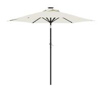 vidaXL Parasol de Jardin avec LED et mât en Acier Blanc 225x225x212 cm, Parasol, Parasol d'extérieur, Parasol de terrasse, Parapluie