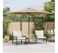 vidaXL Parasol de jardin avec LED et mât en acier marron 288x288x225cm, parasol, parasol d'extérieur, parasol de patio, 4005121