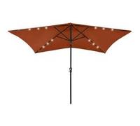 Vidaxl Parasol Avec Led Et Mât En Acier Terre Cuite 2x3 M