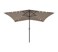 vidaXL Parasol de Jardin avec LED et Mât en Acier, Pare-Soleil de Patio, Abri de Soleil, Parasol de Plage Terrasse Extérieur, Taupe 2x3 m