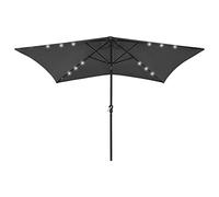 vidaXL Parasol de Jardin avec LED et Mât en Acier, Pare-soleil de Patio, Abri de Soleil, Parasol de Plage Terrasse Extérieur, Anthracite 2x3 m