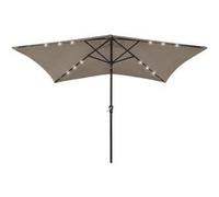 vidaXL Parasol de Jardin avec LED et Mât en Acier, Pare-soleil de Patio, Abri de Soleil, Parasol de Plage Terrasse 313789 Gris G