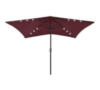vidaXL Parasol avec LED et mât en acier Rouge bordeaux 2x3 m