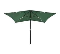 vidaXL Parasol de Jardin avec LED et Mât en Acier, Pare-Soleil de Patio, Abri de Soleil, Parasol de Plage Terrasse Extérieur, Vert 2x3 m