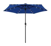 vidaXL Parasol avec LED et mât en aluminium 270 cm Bleu azuré