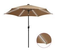 vidaXL Parasol de jardin avec lumières LED et mât en aluminium taupe 47363