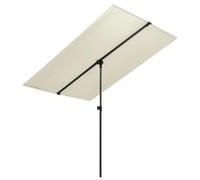 Vidaxl Parasol De Jardin Avec Mât En Aluminium 180x110 Cm Blanc Sable Blanc